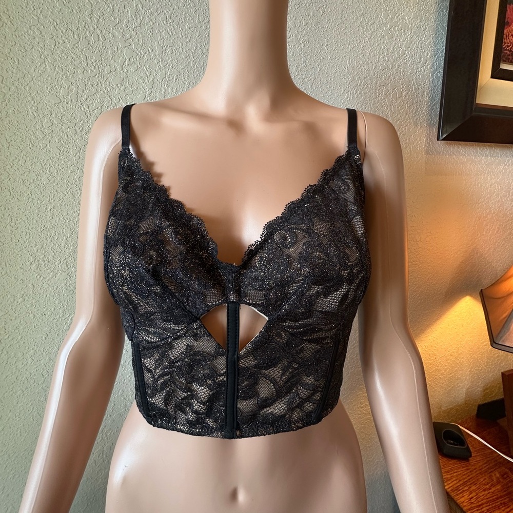 Popilush Black and Gold Lace Bralette - NEW